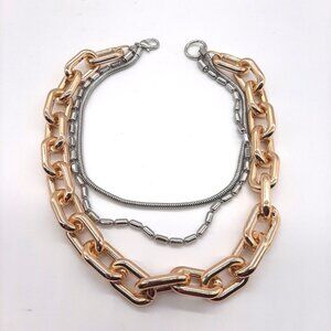 Urban Outfitters Gold  Silver Tone  Layered Choker Necklace Chunky Chain